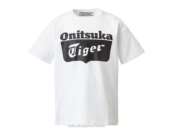 Onitsuka Tiger Logo-T-Shirt Kinder Echtweiß/Performance-Schwarz 8X88669 Kleidung