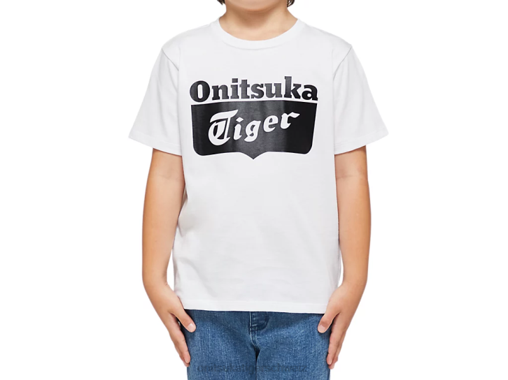 Onitsuka Tiger Logo-T-Shirt Kinder Echtweiß/Performance-Schwarz 8X88669 Kleidung