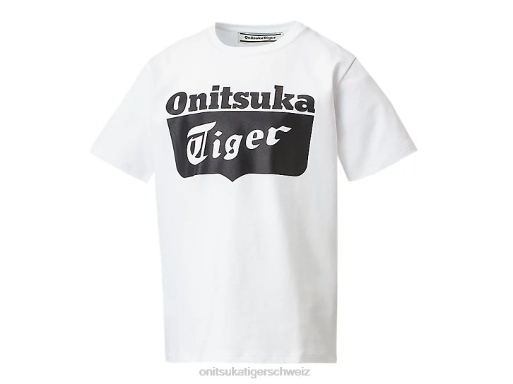Onitsuka Tiger Logo-T-Shirt Kinder Echtweiß/Performance-Schwarz 8X88669 Kleidung