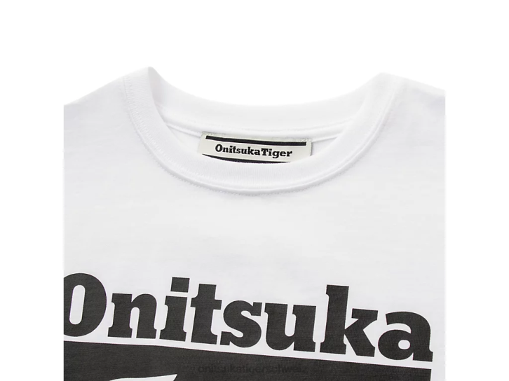 Onitsuka Tiger Logo-T-Shirt Kinder Echtweiß/Performance-Schwarz 8X88669 Kleidung