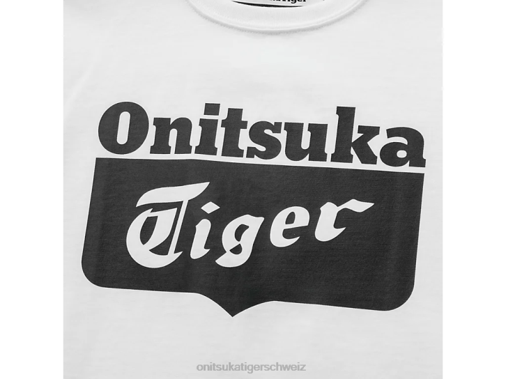 Onitsuka Tiger Logo-T-Shirt Kinder Echtweiß/Performance-Schwarz 8X88669 Kleidung