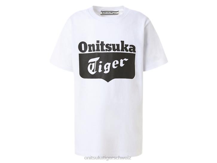 Onitsuka Tiger Logo-T-Shirt Kinder Echtweiß/Performance-Schwarz 8X88672 Kleidung