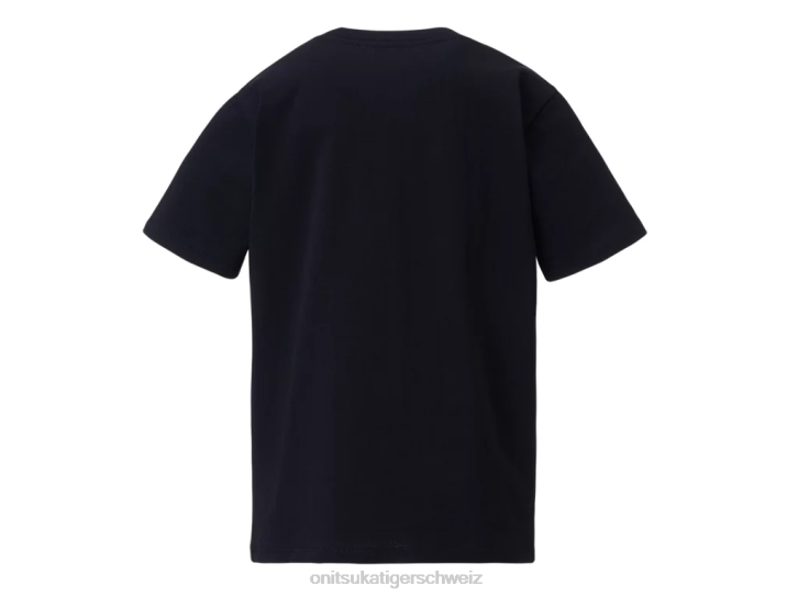 Onitsuka Tiger Logo-T-Shirt Kinder Leistung Schwarz/Rot-Alarm 8X88673 Kleidung