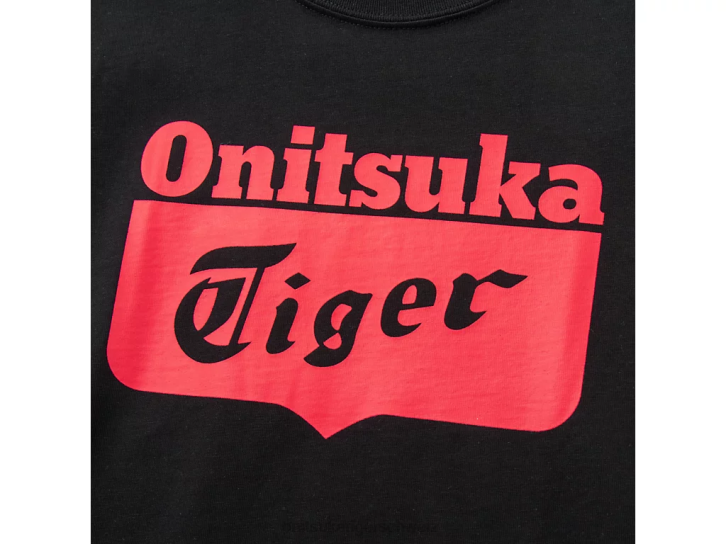 Onitsuka Tiger Logo-T-Shirt Kinder Leistung Schwarz/Rot-Alarm 8X88673 Kleidung