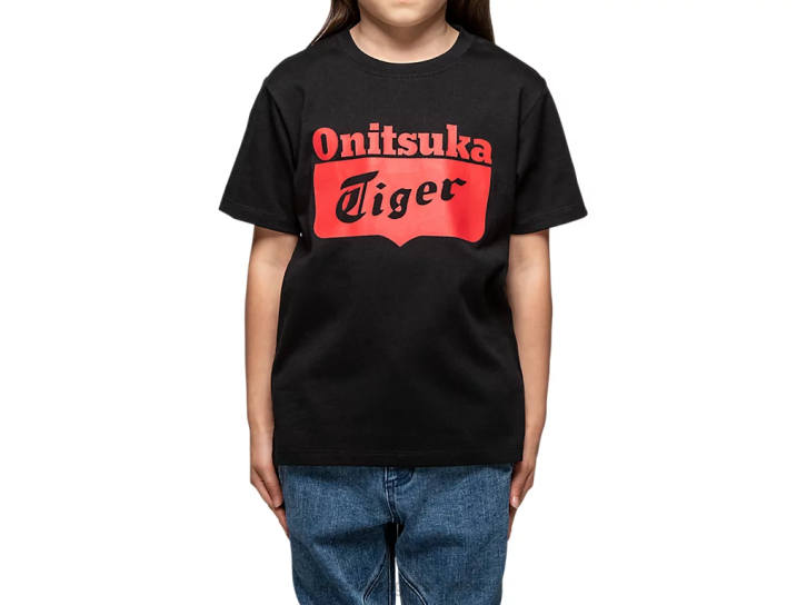 Onitsuka Tiger Logo-T-Shirt Kinder Performance Schwarz/Feuerrot 8X88676 Kleidung