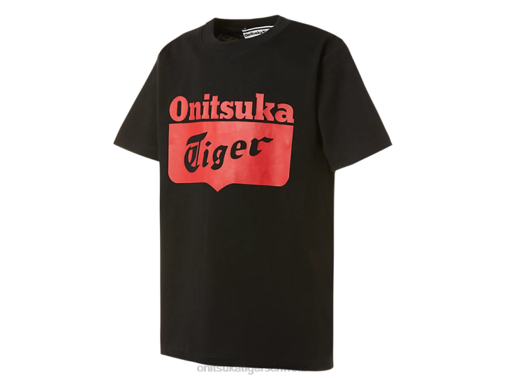 Onitsuka Tiger Logo-T-Shirt Kinder Performance Schwarz/Feuerrot 8X88676 Kleidung