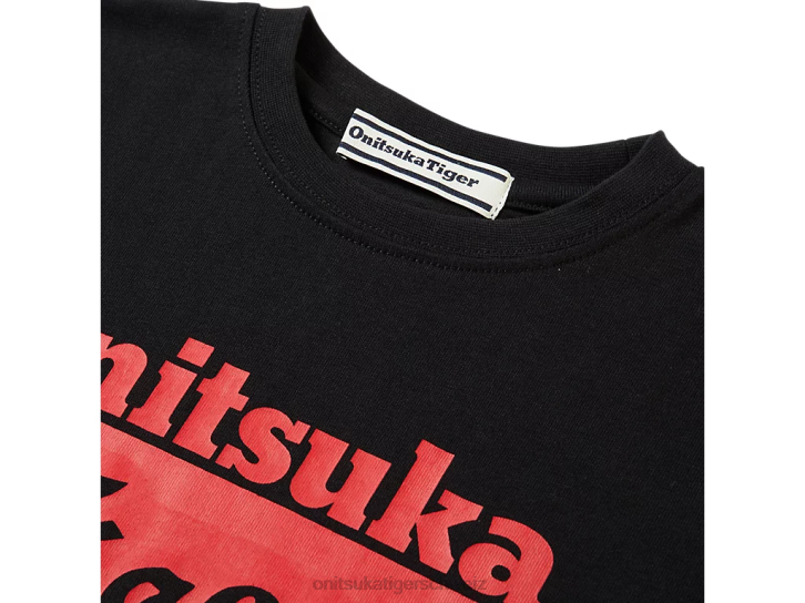 Onitsuka Tiger Logo-T-Shirt Kinder Performance Schwarz/Feuerrot 8X88676 Kleidung