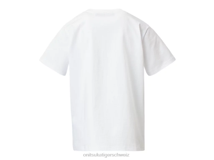Onitsuka Tiger Logo-T-Shirt Kinder echter Weiß/Rot-Alarm 8X88670 Kleidung