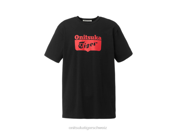 Onitsuka Tiger Logo-T-Shirt unisex Schwarz Rot 8X88384 Kleidung