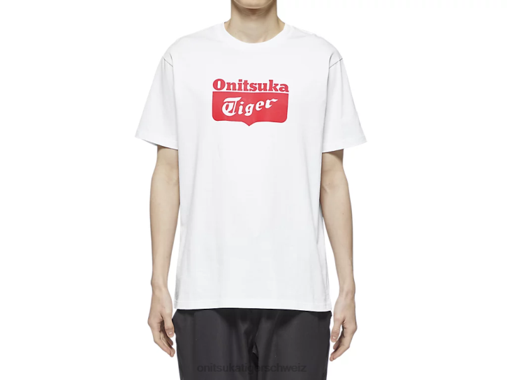 Onitsuka Tiger Logo-T-Shirt unisex weiß Rot 8X88388 Kleidung