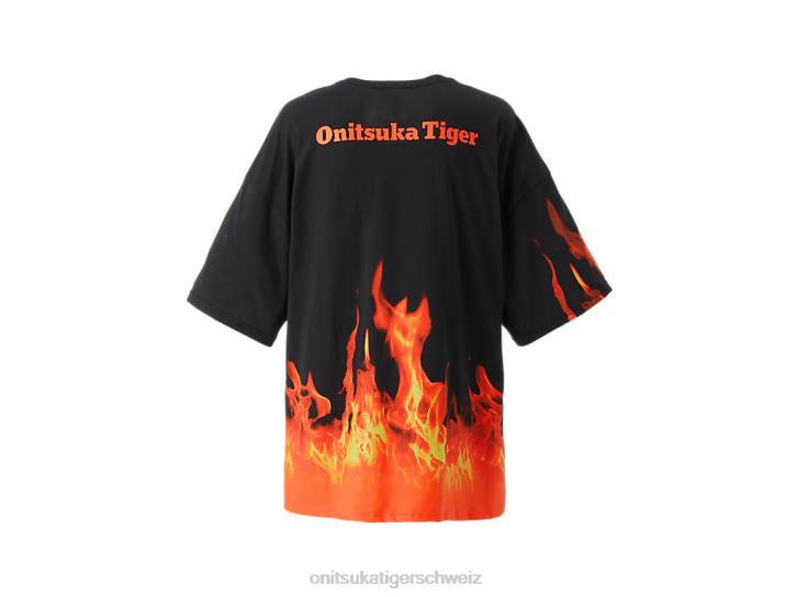 Onitsuka Tiger SS-Grafik-T-Shirt Männer schwarz/orange 8X88465 Kleidung