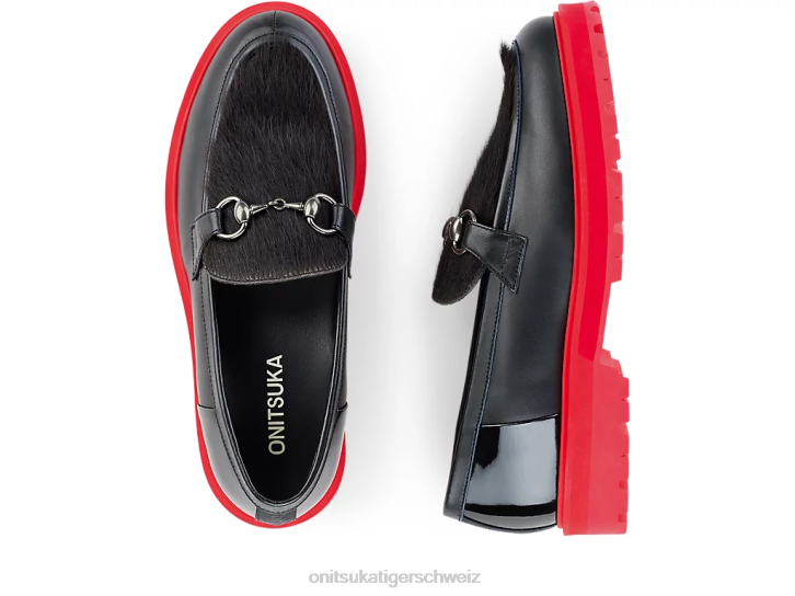 Onitsuka Tiger bisschen Faulenzer Frauen Schwarz/klassisches Rot 8X88540 Schuhe