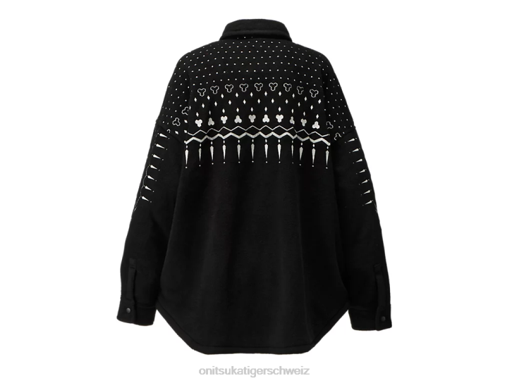 Onitsuka Tiger übergroßes Hemd Männer Schwarz-Weiss 8X88448 Kleidung