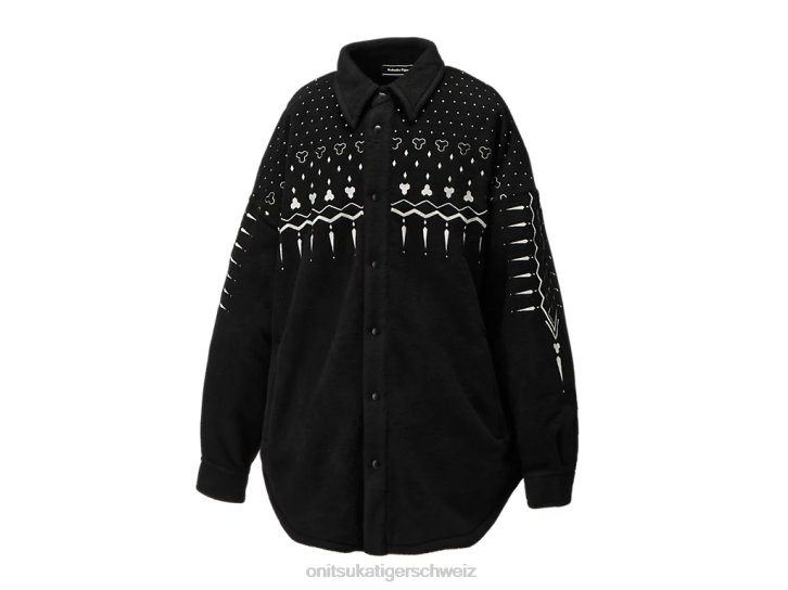Onitsuka Tiger übergroßes Hemd Männer Schwarz-Weiss 8X88448 Kleidung