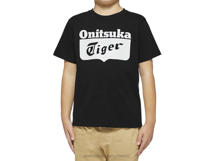 Onitsuka Tiger Logo-T-Shirt Kinder Schwarz-Weiss 8X88661 Kleidung
