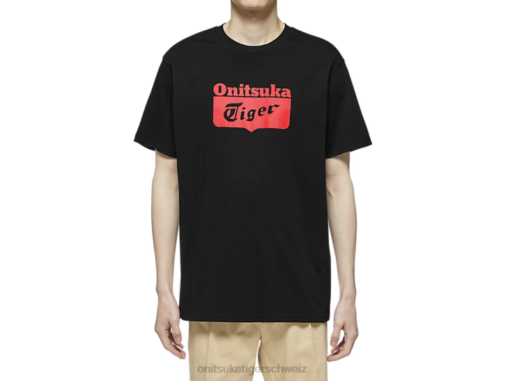 Onitsuka Tiger Logo-T-Shirt unisex Schwarz Rot 8X88384 Kleidung